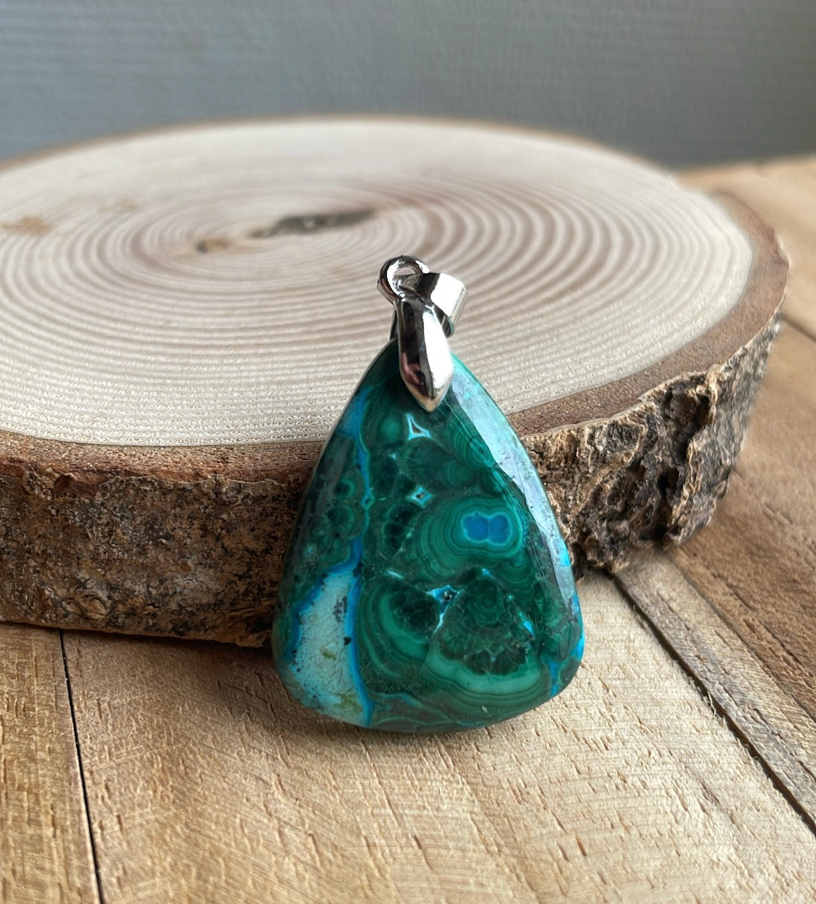 Pendentif en Malachite Chrysocolle - Pièce unique