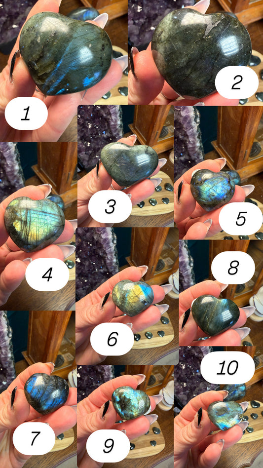 Coeurs en Labradorite - choix du modèle