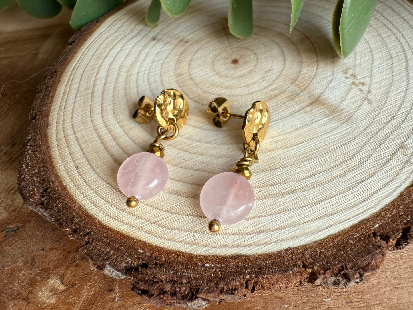 Clous d'oreilles - Quartz rose