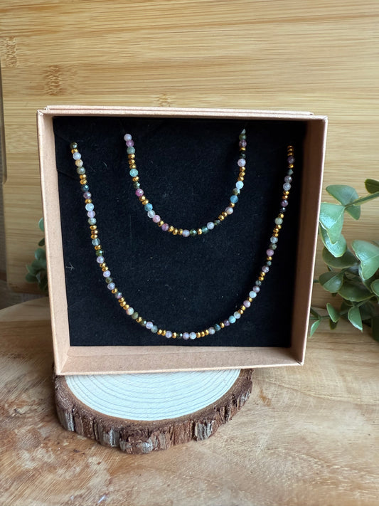 Coffret Bracelet / Collier - Tourmaline Multicolore