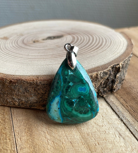 Pendentif en Malachite Chrysocolle - Pièce unique