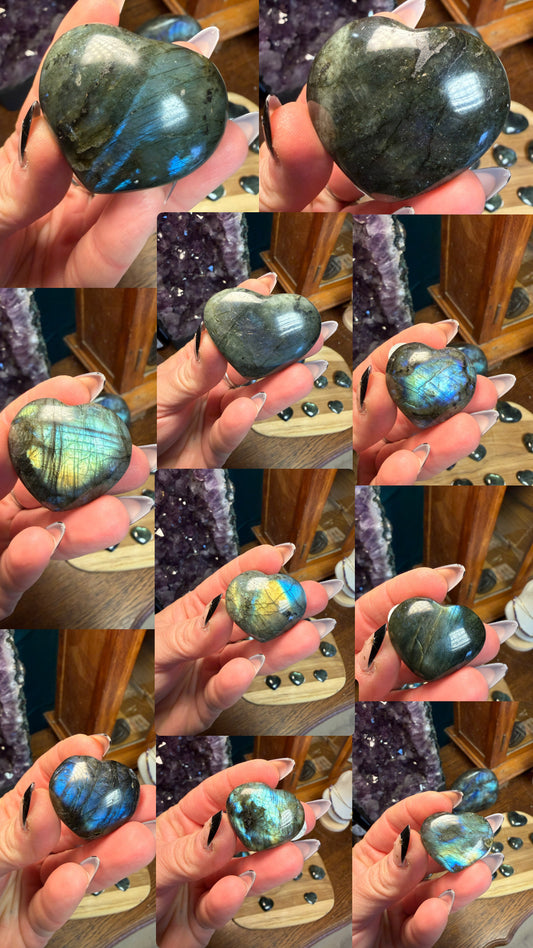 Coeurs en Labradorite - choix du modèle