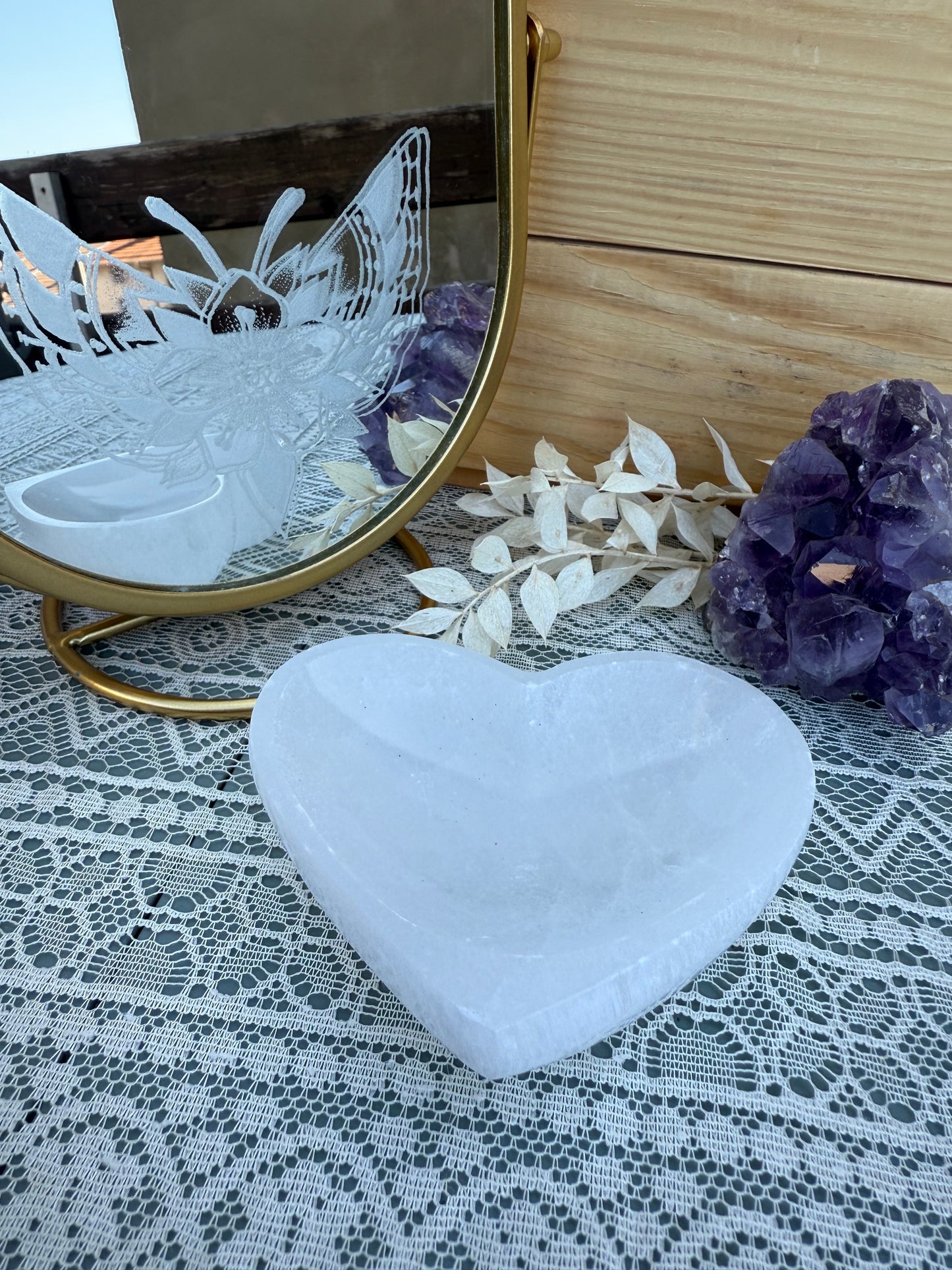 Bol coeur en Sélénite