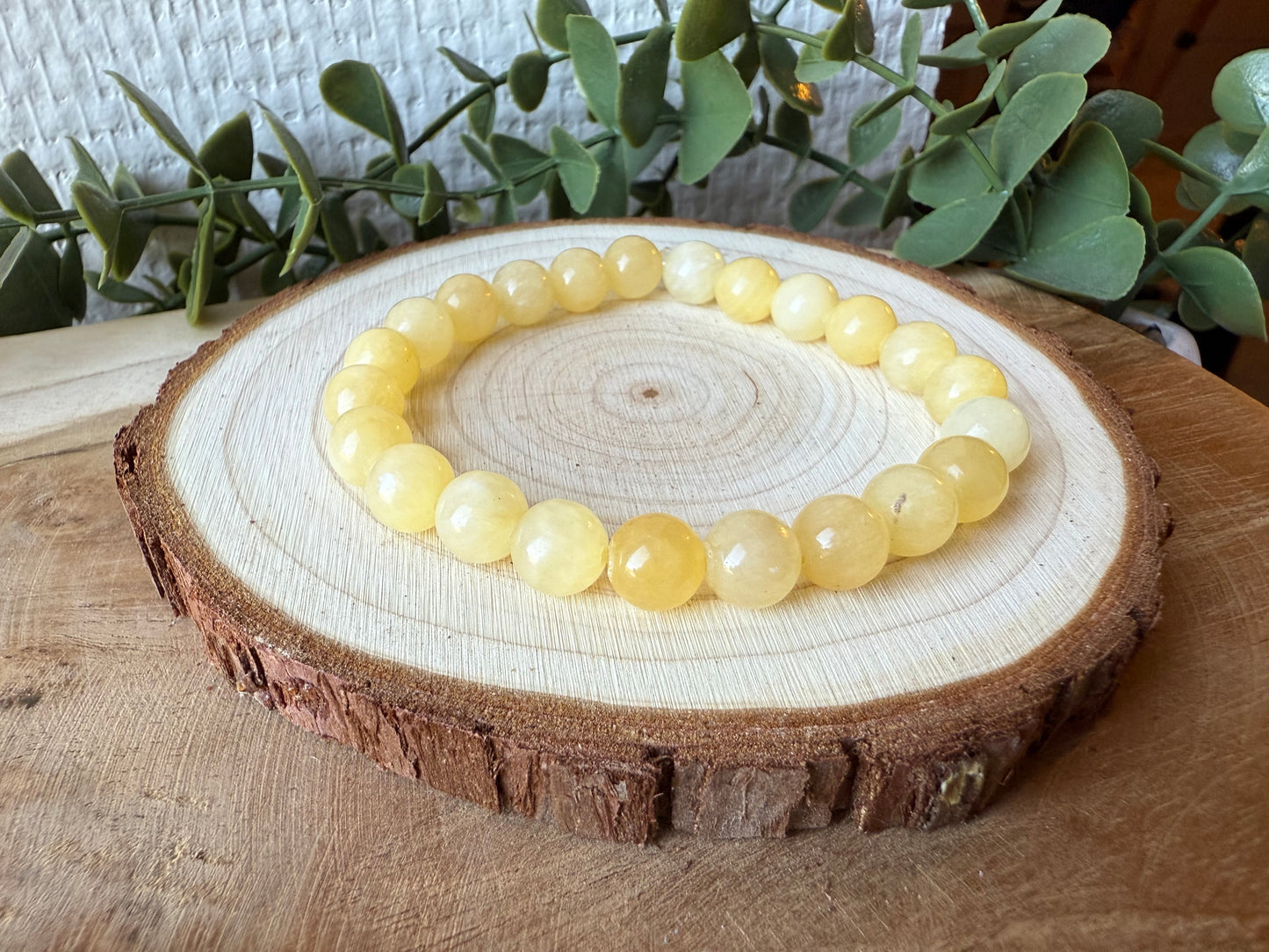Bracelet CALCITE JAUNE - perles de 8mm