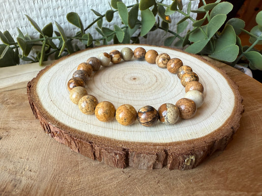 Bracelet JASPE PAYSAGE - perles de 8mm