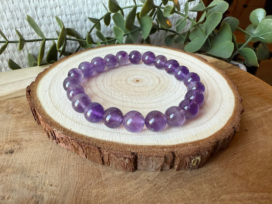 Bracelet AMETHYSTE - perles de 8mm