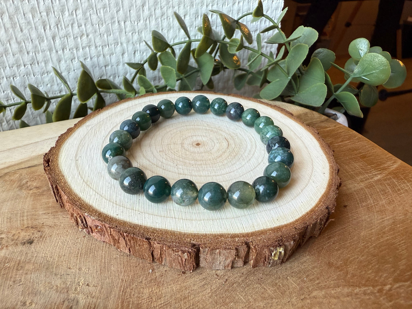 Bracelet AGATE MOUSSE - perles de 8mm