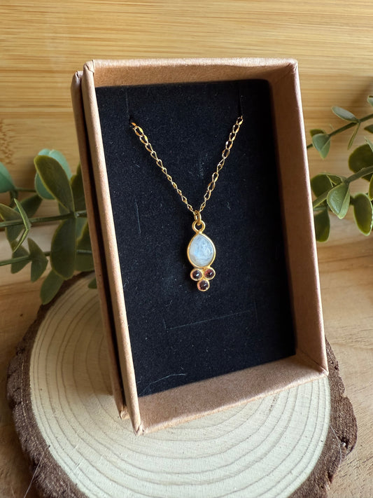 Coffret Pendentif - Pierre de Lune & Grenat