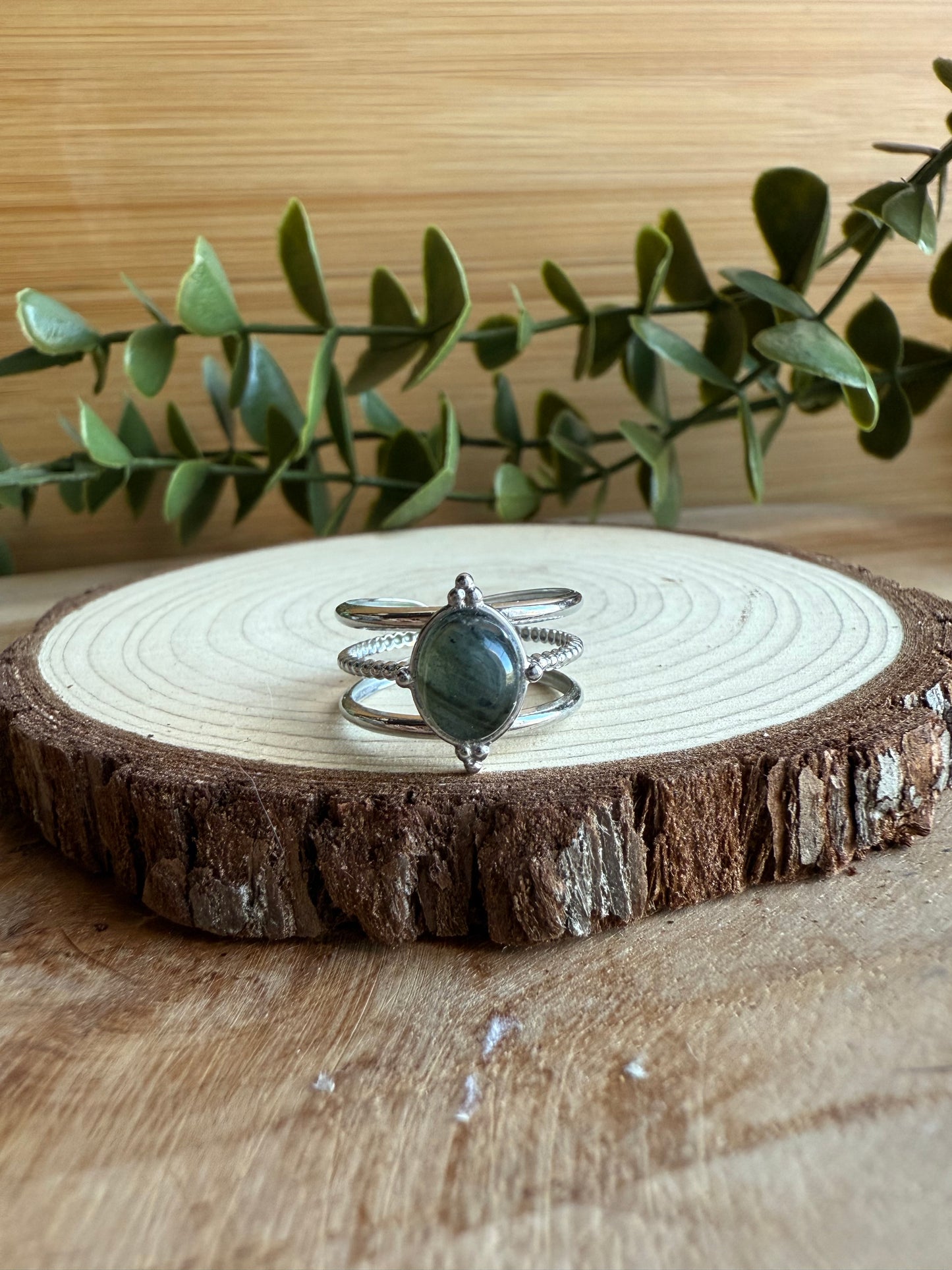 Bague Ethnique et Pierres - Acier inoxydable argenté