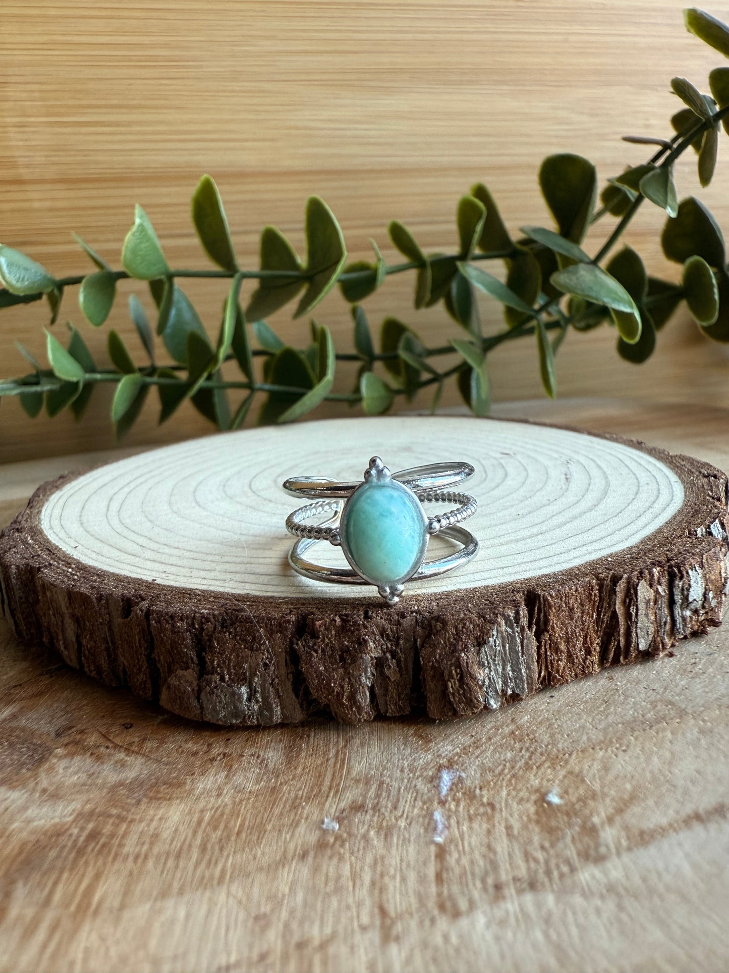 Bague Ethnique et Pierres - Acier inoxydable argenté