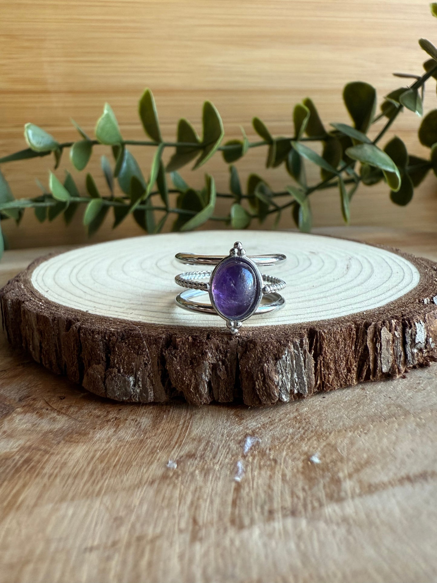 Bague Ethnique et Pierres - Acier inoxydable argenté