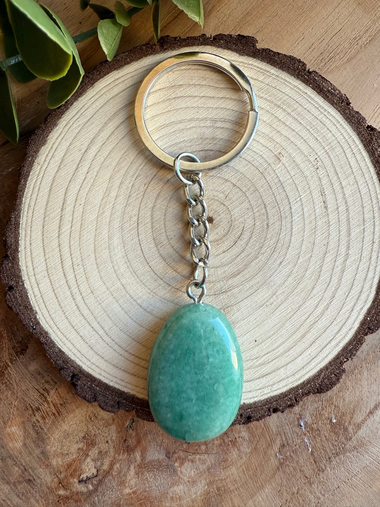 Porte-clefs pierre roulée - Aventurine Verte