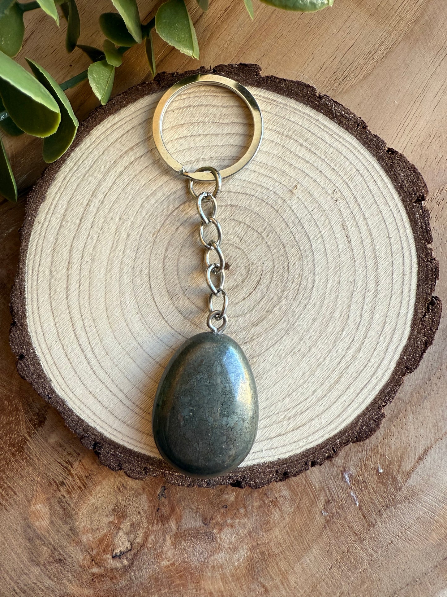 Porte-clefs pierre roulée - Pyrite