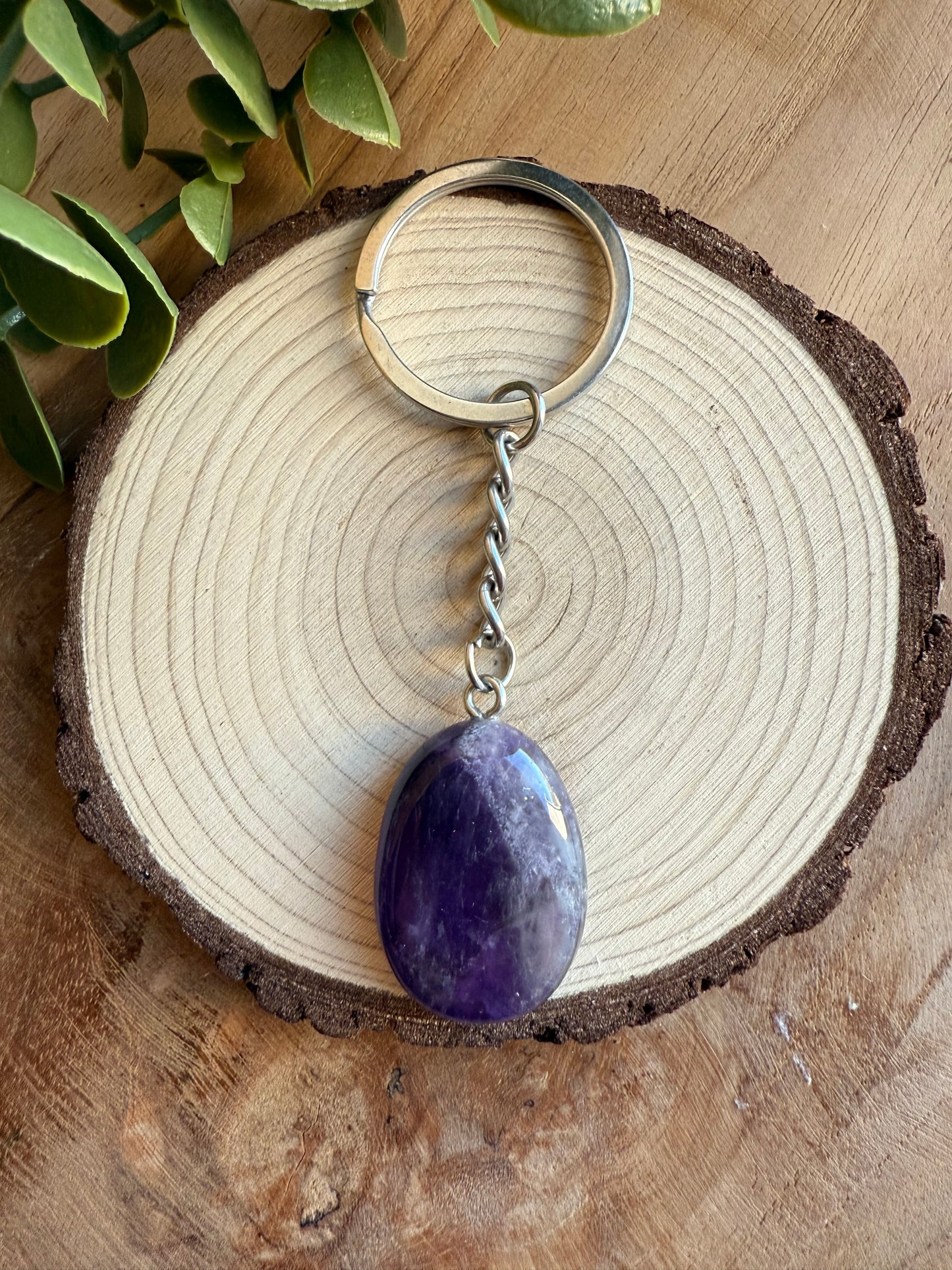 Porte-clefs pierre roulée - Améthyste