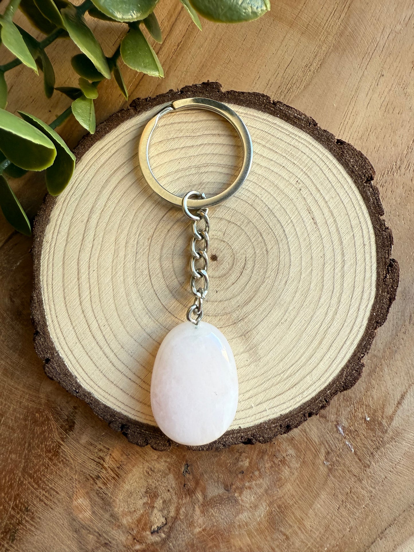 Porte-clefs pierre roulée - Quartz rose
