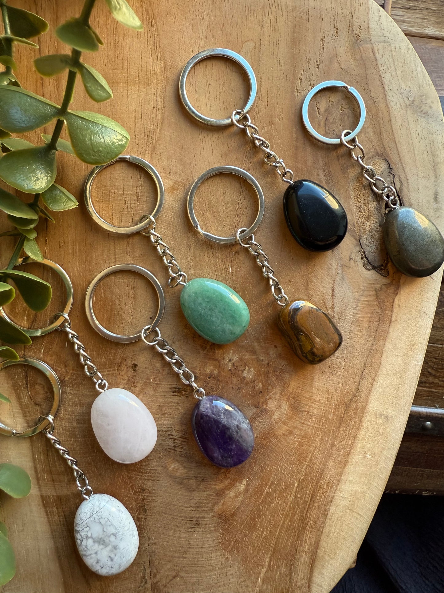 Porte-clefs pierre roulée - Aventurine Verte