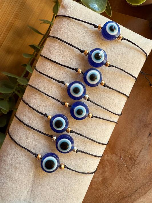 Bracelet réglable Oeil de Nazar - Bleu foncé