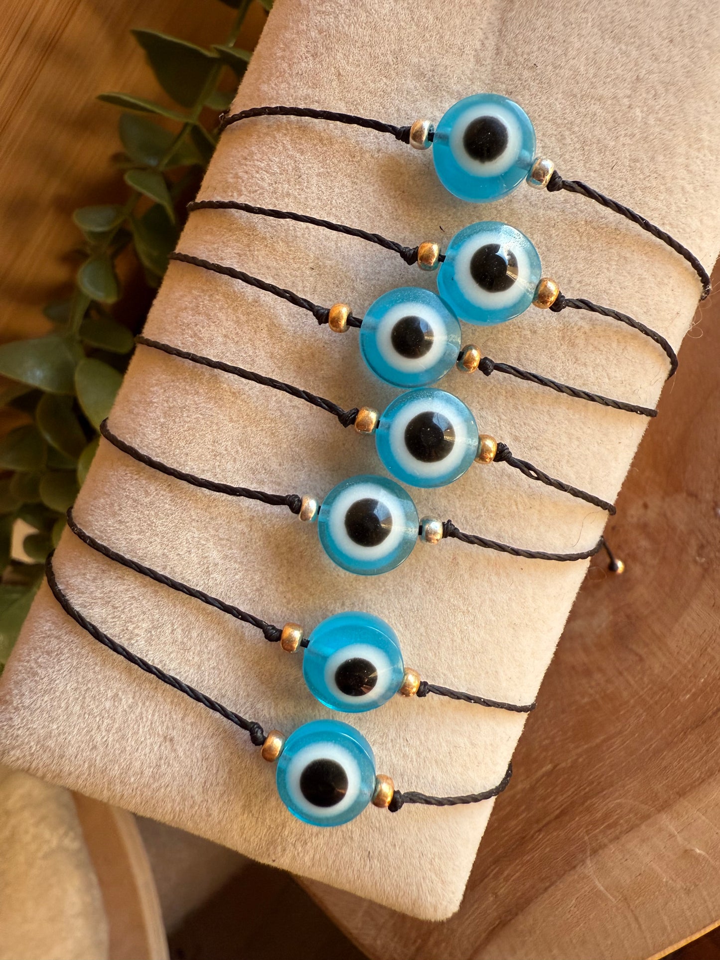 Bracelet réglable Oeil de Nazar - Bleu clair