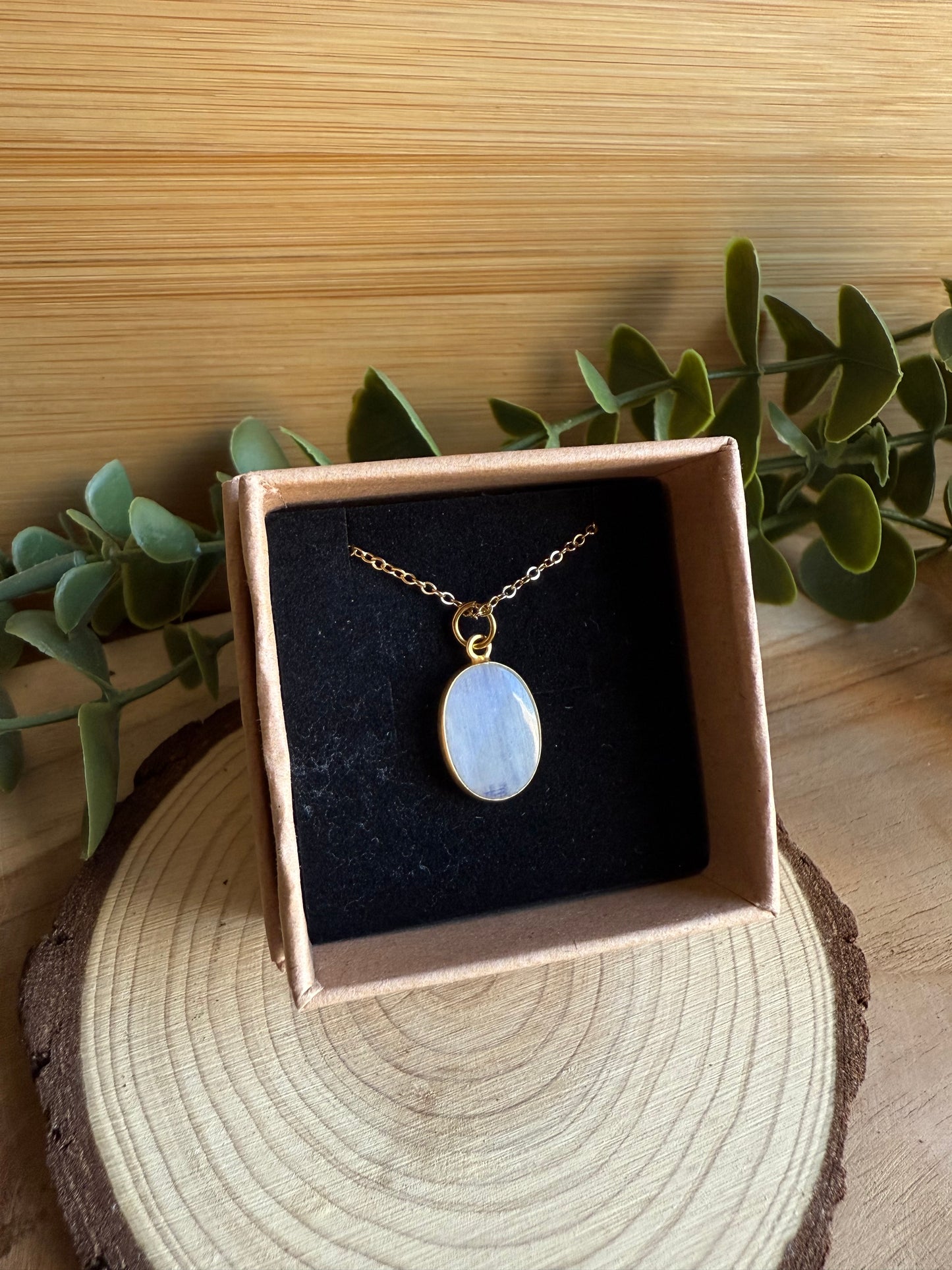 Coffret Pendentif Argent 925 doré à l'or fin - Pierre de Lune