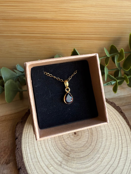 Coffret Pendentif - Grenat (Argent 925 doré à l'or fin)