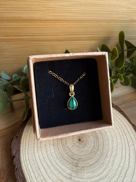 Coffret Pendentif - Malachite (Argent 925 doré à l'or fin)