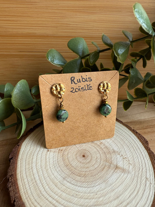Clous d'oreilles - Rubis Zoisite