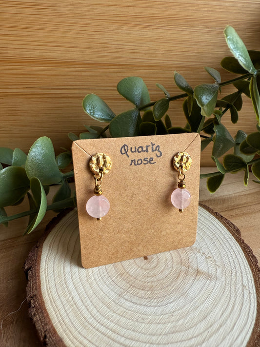 Clous d'oreilles - Quartz rose