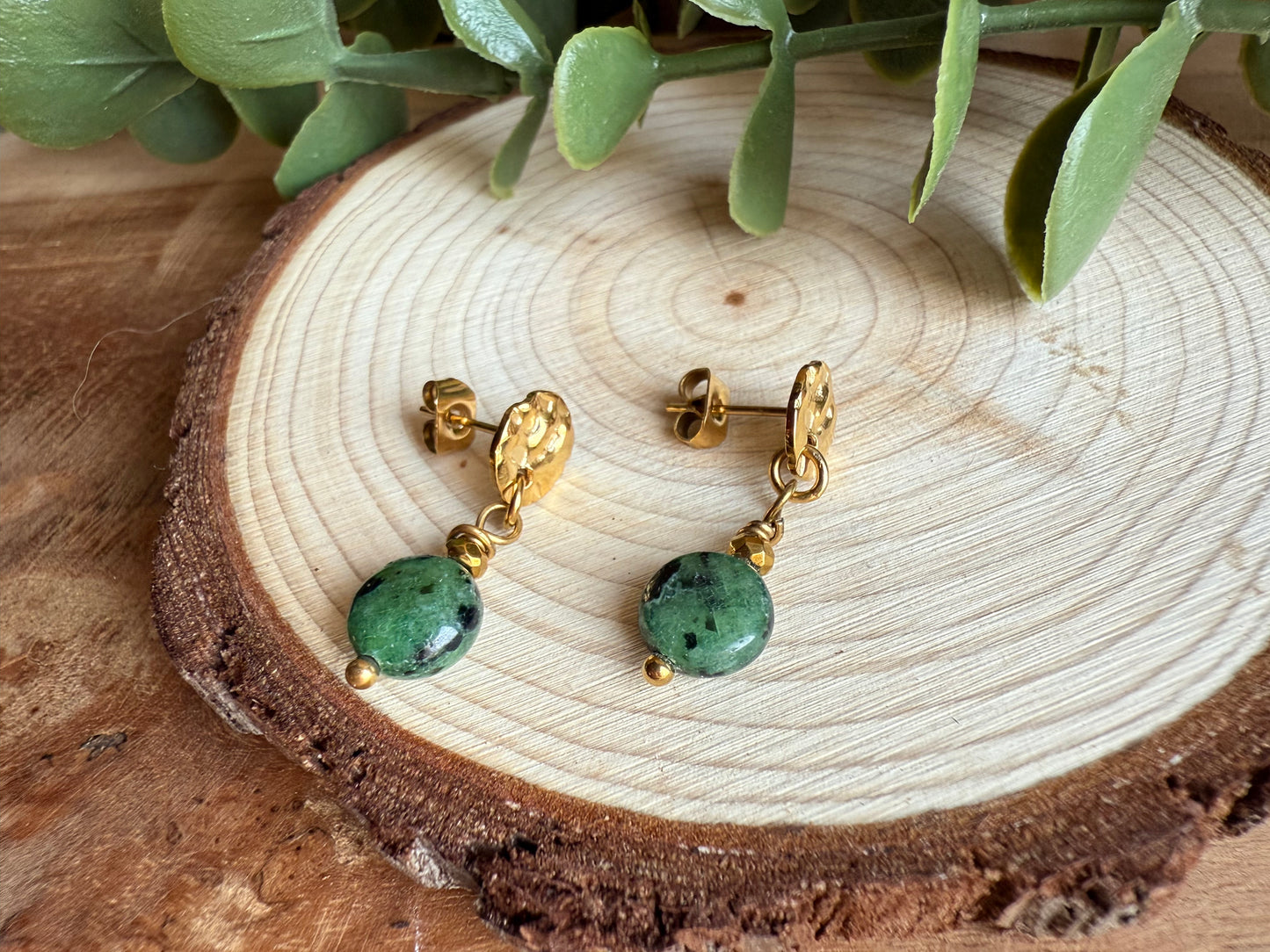 Clous d'oreilles - Rubis Zoisite