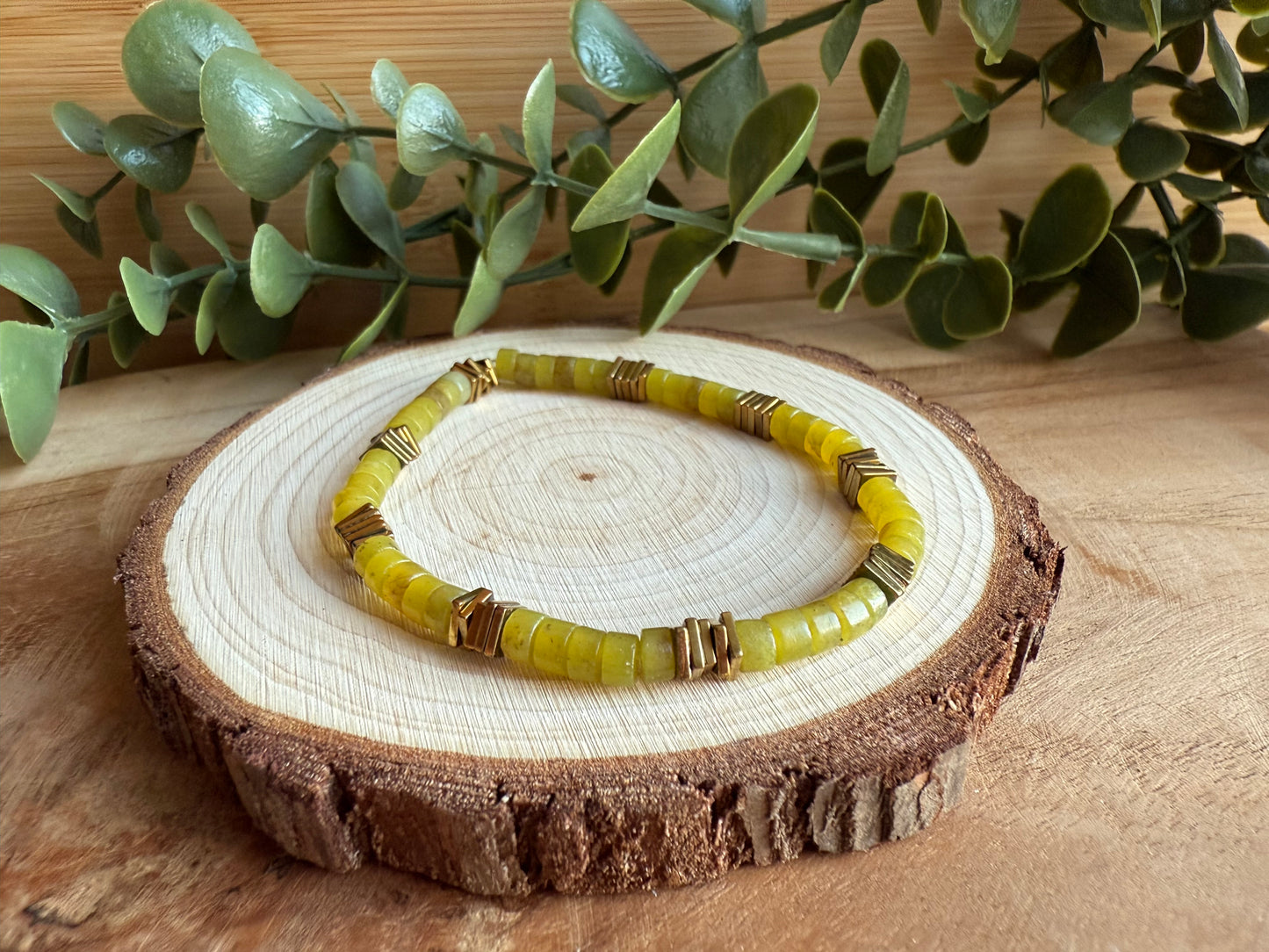 Bracelet heishi ethnique - 7 pierres au choix