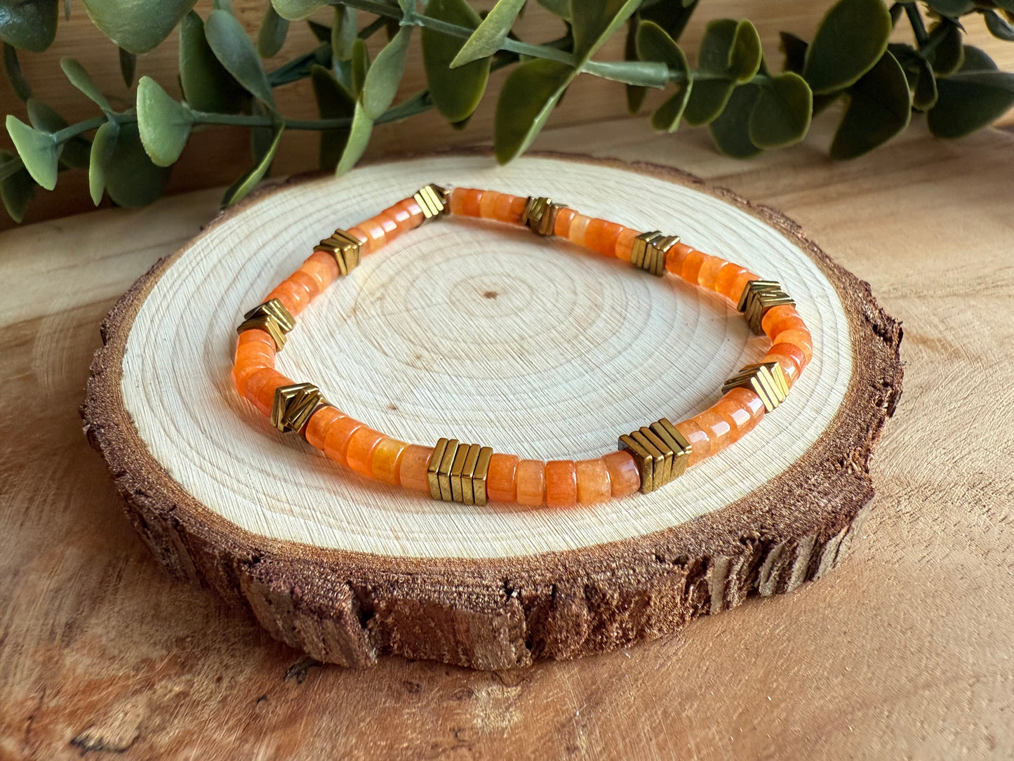 Bracelet heishi ethnique - 7 pierres au choix