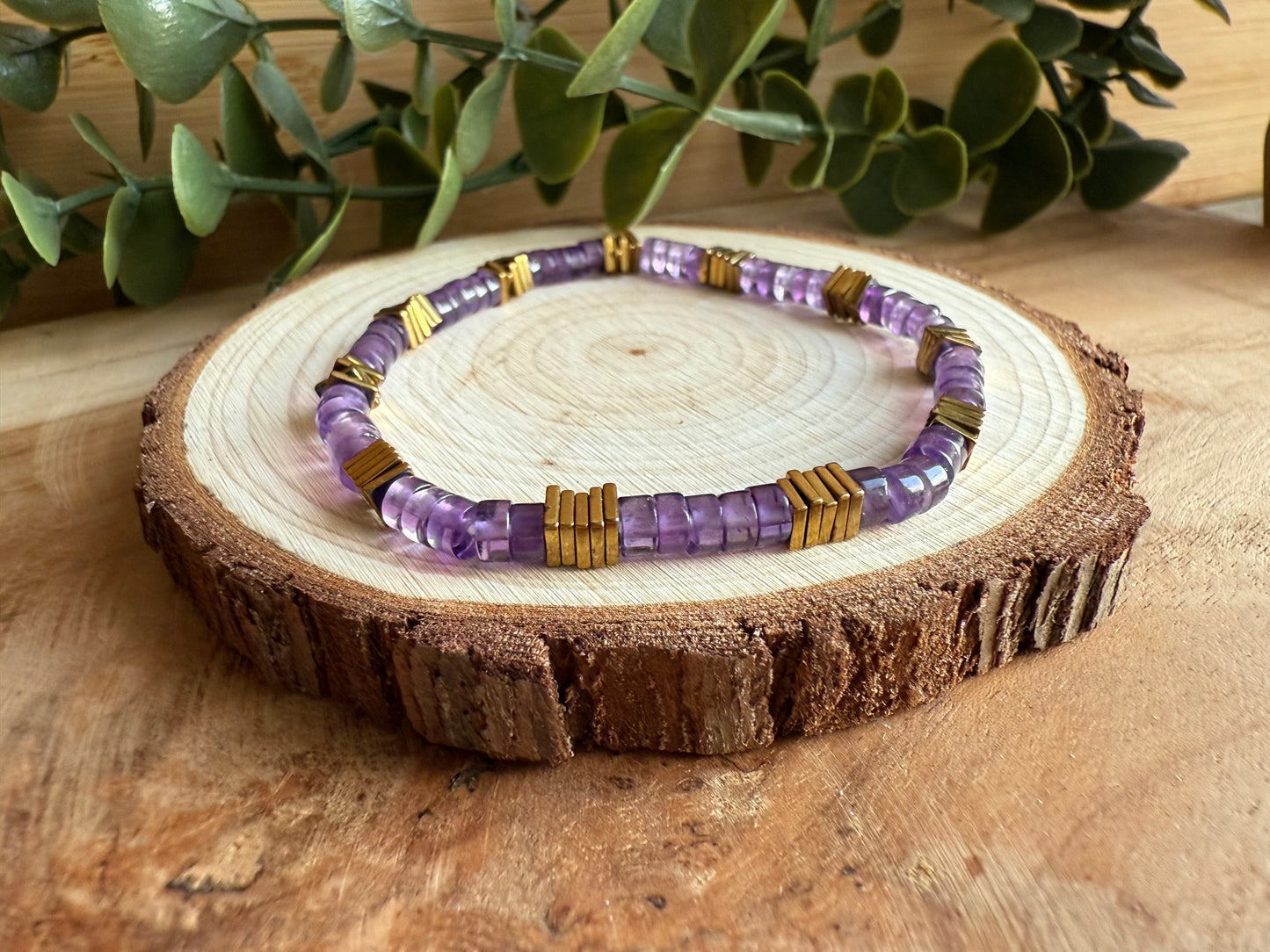 Bracelet heishi ethnique - 7 pierres au choix