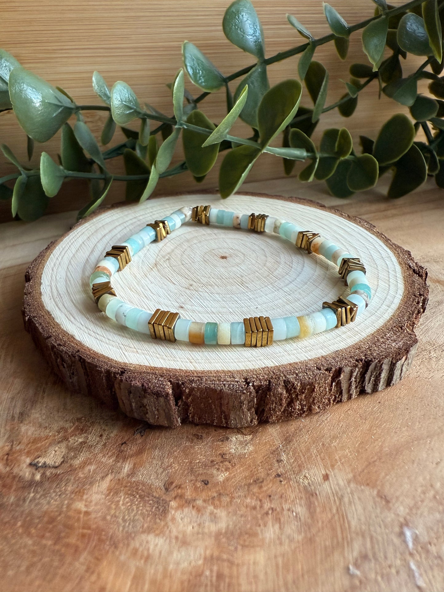 Bracelet heishi ethnique - 7 pierres au choix