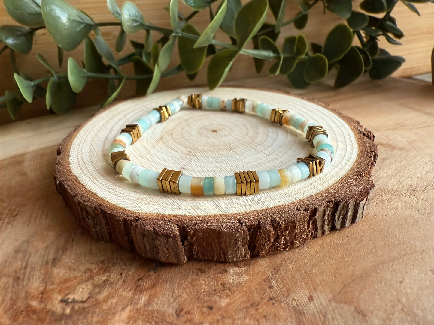 Bracelet heishi ethnique - 7 pierres au choix