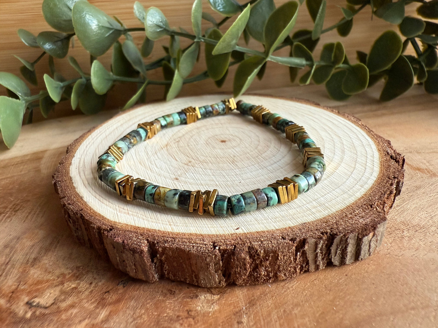 Bracelet heishi ethnique - 7 pierres au choix