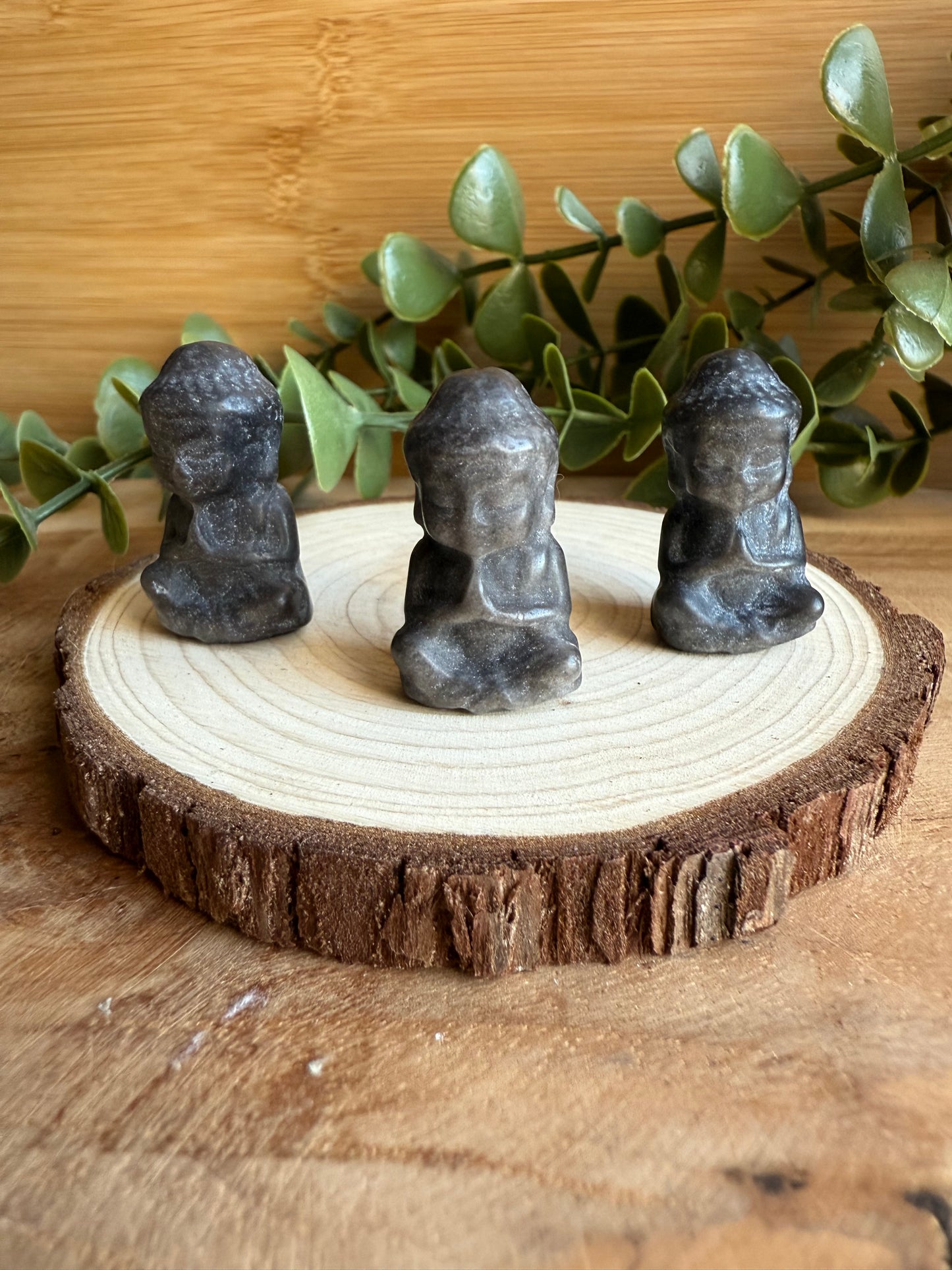 Mini Bouddha en Obsidienne argentée