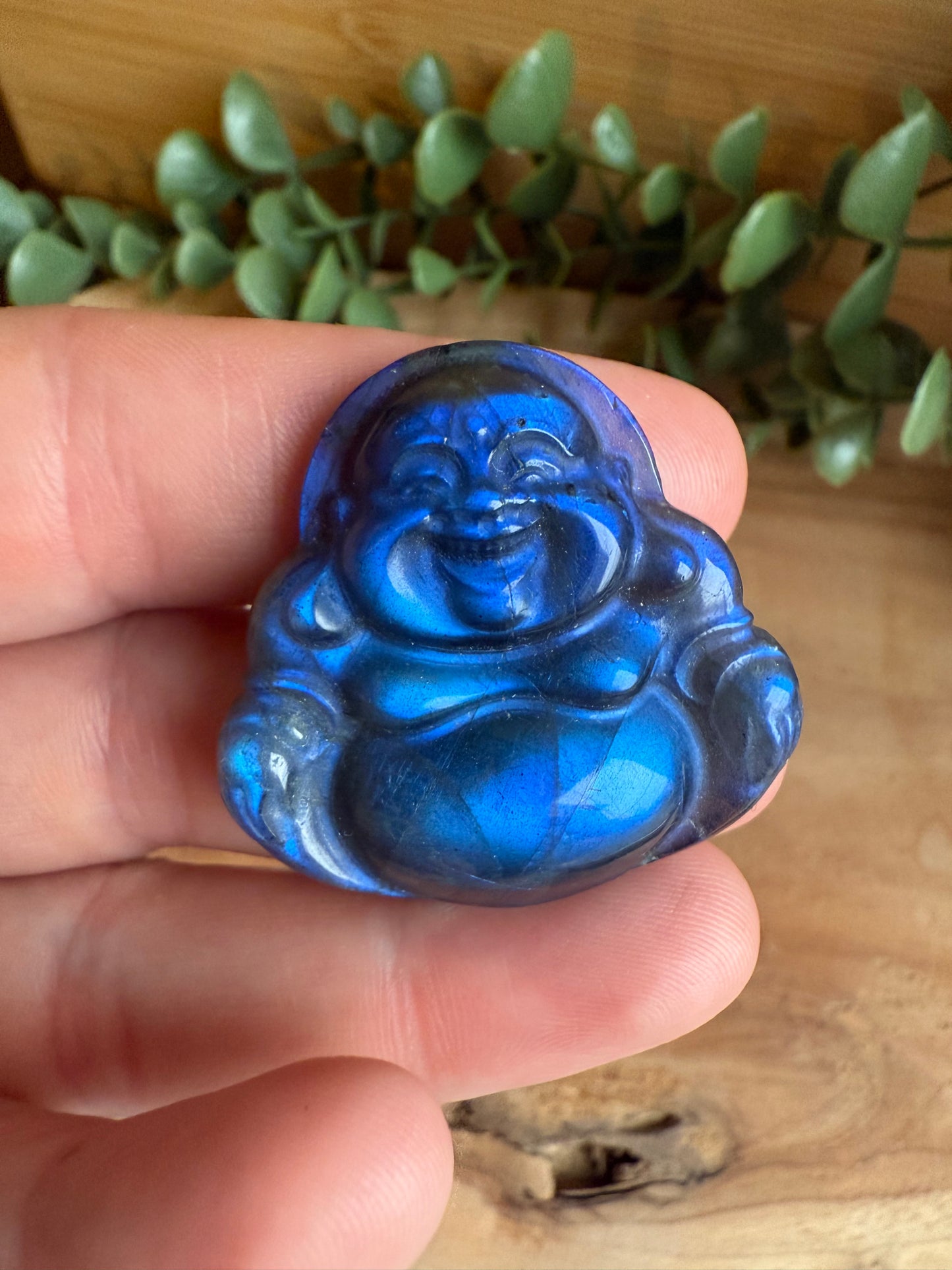 Bouddha plat en Labradorite bleue